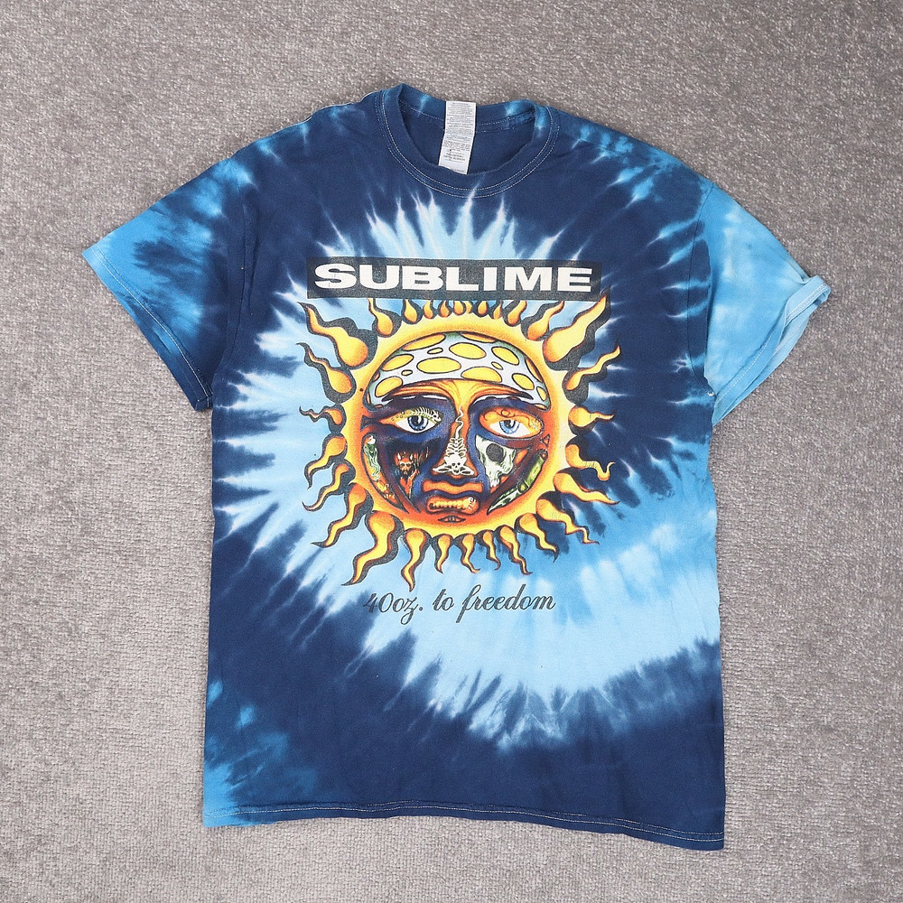 VTG 2000s Sublime Music Band Tie Dye Medium Blue Short Sleeve T-Shirt
